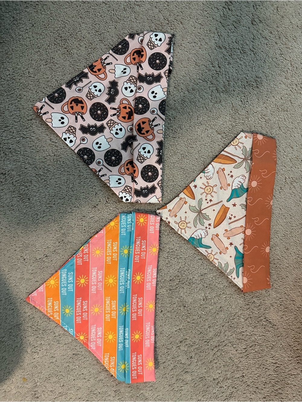 Dog Reversible Bandanas - Pink, Orange, Brown Mix